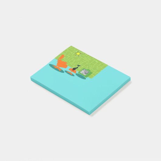 Retro Space Age Kat Post-it Notes (Schuin)