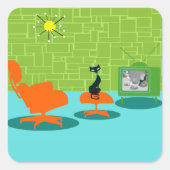 Retro Space Age Kat Stickers (Voorkant)
