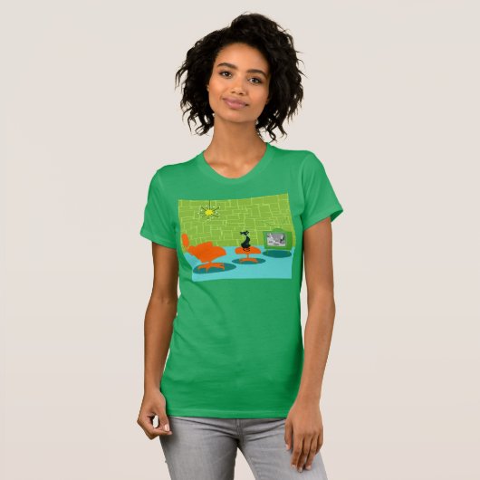 Retro Space Age Kat T-Shirt (Voorkant volledig)