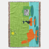 Retro Space Age Kat Throw Blanket Deken (Voorkant Verticaal)