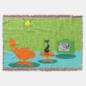 Retro Space Age Kat Throw Blanket Deken (Voorkant)