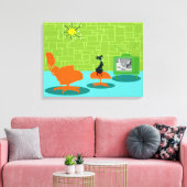 Retro Space Age Kat Uitgerekte Canvas Print (Insitu (Woonkamer))