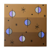 Retro Space Age Planets Stars Brown Tegeltje (Voorkant)