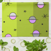 Retro Space Age Planets Stars Chartreuse Theedoek (Gevouwen)