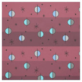 Retro Space Age Planets Stars Maroon Stof (Swatch)