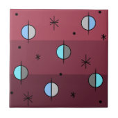 Retro Space Age Planets Stars Maroon Tegeltje (Voorkant)