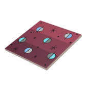 Retro Space Age Planets Stars Maroon Tegeltje (Zijkant)