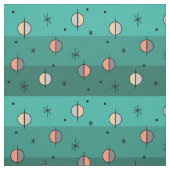 Retro Space Age Planets Stars Turquoise Stof (Swatch)