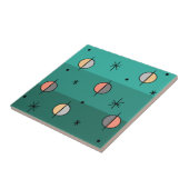 Retro Space Age Planets Stars Turquoise Tegeltje (Zijkant)