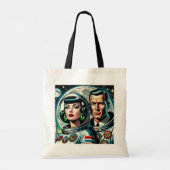 Retro Space Astronauts Tote Bag (Achterkant)