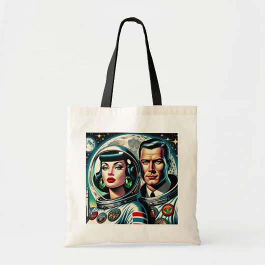 Retro Space Astronauts Tote Bag (Voorkant)