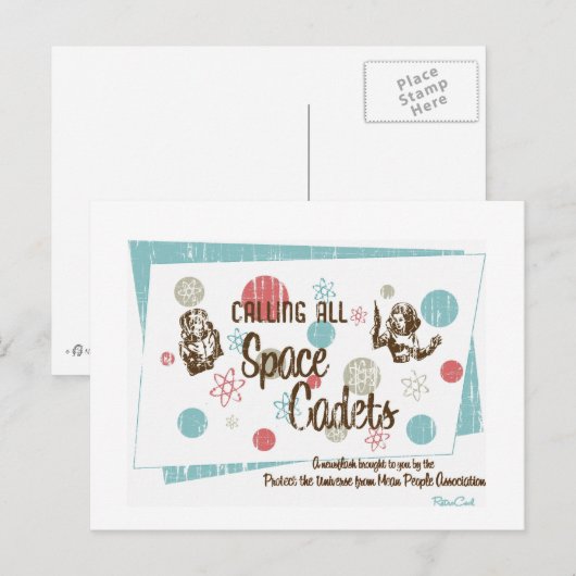 Retro 'Space Cadets'-Briefkaart Briefkaart (Voorkant / Achterkant)