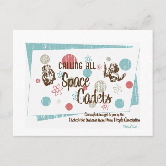 Retro 'Space Cadets'-Briefkaart Briefkaart (Voorkant)