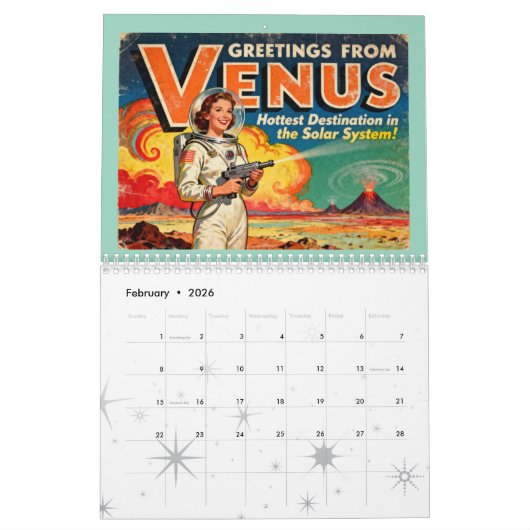 Retro Space Calendar - Groeten van de planeten Kalender (Feb 2026)