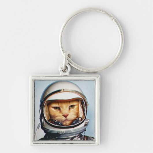 Retro Space Cat Sleutelhanger (Voorkant)