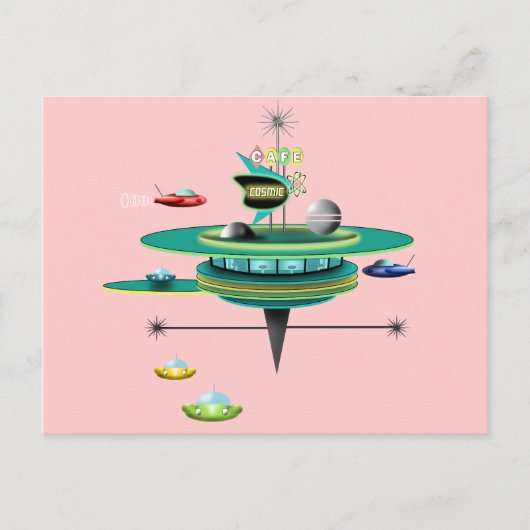 Retro Space Diner Briefkaart (Voorkant)