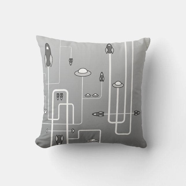 Retro Space Flight Pillow Kussen (Voorkant)