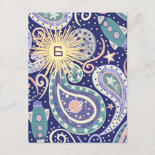 Retro Space Galaxy Birthday Card Briefkaart (Voorkant)
