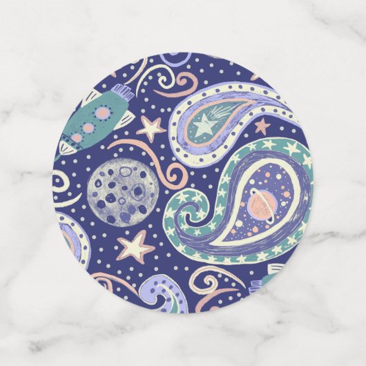 Retro Space Galaxy Design Confetti (Medium achterkant)