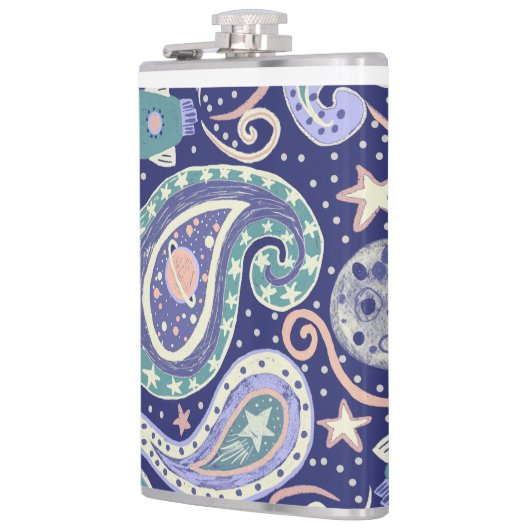 Retro Space Galaxy Design Heupfles (Links)