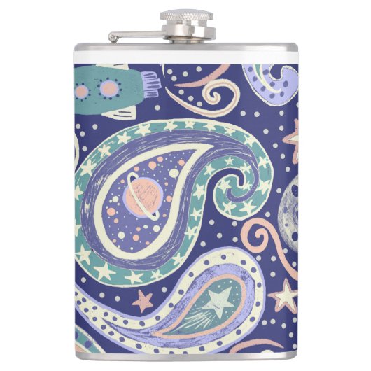 Retro Space Galaxy Design Heupfles (Voorkant)