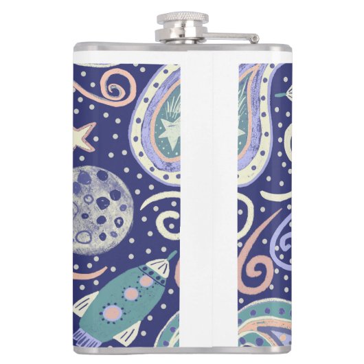 Retro Space Galaxy Design Heupfles (Achterkant)