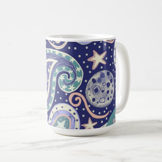 Retro Space Galaxy Design Koffiemok (Voorkant rechts)