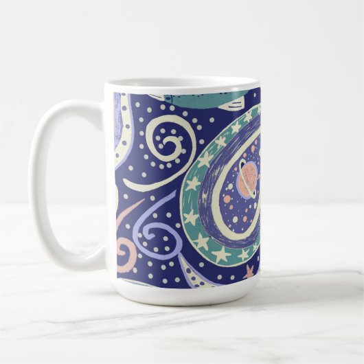 Retro Space Galaxy Design Koffiemok (Links)