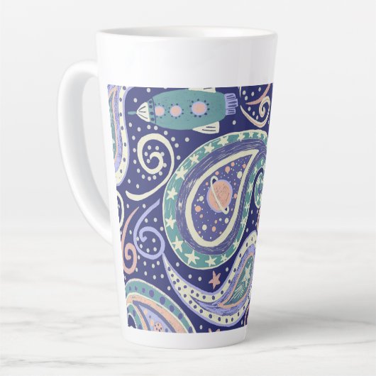Retro Space Galaxy Design Latte Mok (Linkerhoek)
