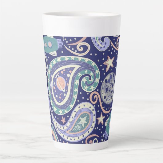 Retro Space Galaxy Design Latte Mok (Voorkant)