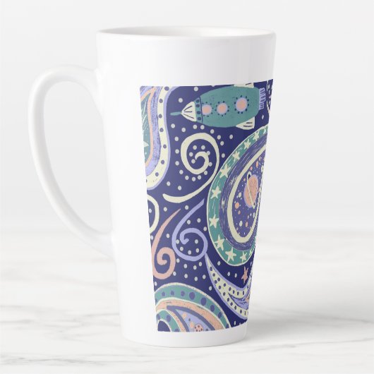 Retro Space Galaxy Design Latte Mok (Links)
