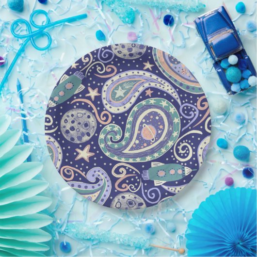 Retro Space Galaxy Design Papieren Bordje (Feest)