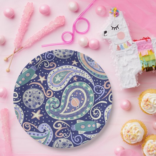 Retro Space Galaxy Design Papieren Bordje (Feest)