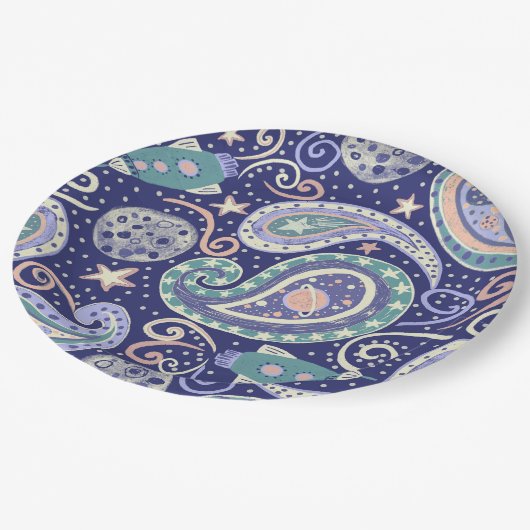 Retro Space Galaxy Design Papieren Bordje (Gekanteld)