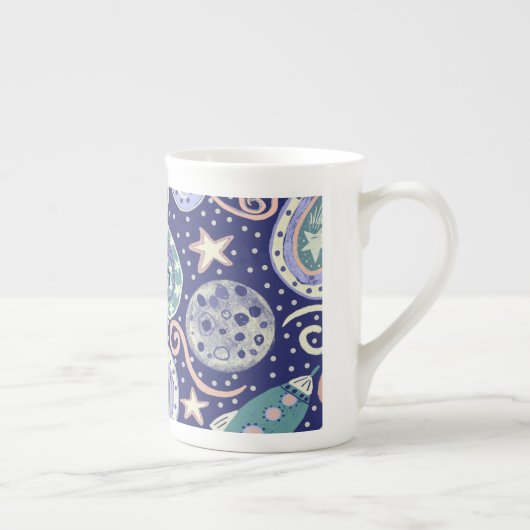 Retro Space Galaxy Design Porselein Kop (Rechts)