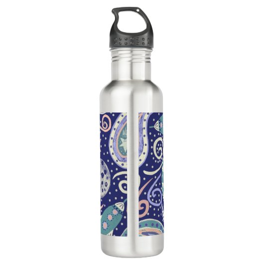Retro Space Galaxy Design Waterfles (Achterkant)