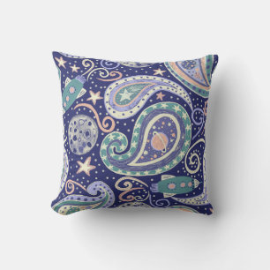 Retro Space Galaxy Paisley Design Kussen
