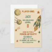 Retro Space Gamer Verjaardag Uitnodiging - Voor Jo (Voorkant / Achterkant)