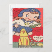  Retro Space Girl Valentijn Kaart (Voorkant / Achterkant)