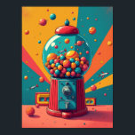 Retro Space Gumball Machine: Pop Art Poster<br><div class="desc">In het hart van dit levendige kunstwerk ligt de Cosmic Gumball Machine, een portaal naar een wereld waar retro nostalgie botst met de wonderen van het universum. Dit is niet zomaar een gumbalmachine - het is een fantastische Pop Art-sculptuur, opnieuw bedacht als een snoep-kleurig zonnestelsel. In zijn strakke, futuristische wereldbol...</div>