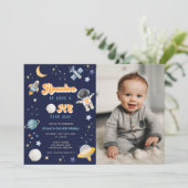 Retro Space Houston We hebben een 1 jaar oude verj Kaart (Staand voorkant)