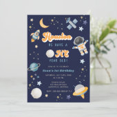 Retro Space Houston We hebben een 1 jaar oude verj Kaart (Staand voorkant)