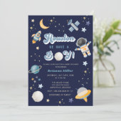 Retro Space Houston We hebben een Baby shower van Kaart (Staand voorkant)