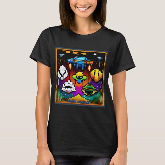 Retro Space Invaders T-Shirt (Voorkant)