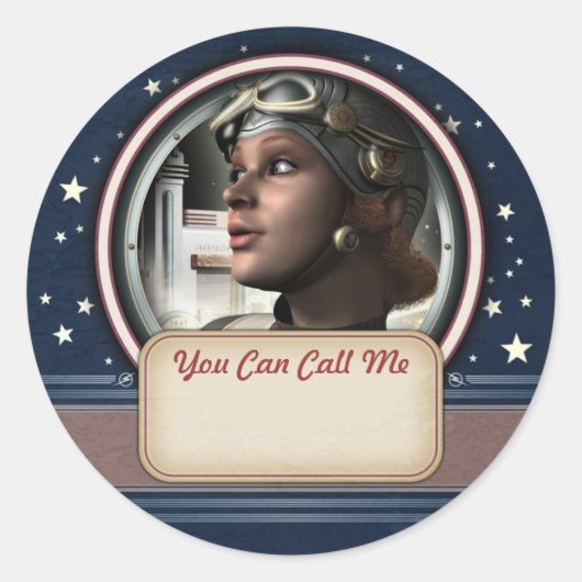 Retro Space Pilot Naam Tag Stickers (Voorkant)