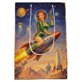 Retro Space Pin-Up Sci-Fi Girls Medium Cadeauzakje (Achterkant)