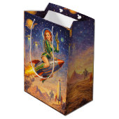 Retro Space Pin-Up Sci-Fi Girls Medium Cadeauzakje (Achterkant Gekanteld)