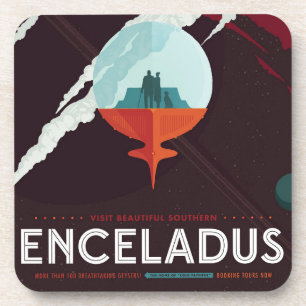 Retro Space Poster-Cassini missie naar Saturnus Bier Onderzetter