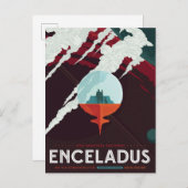 Retro Space Poster-Cassini missie naar Saturnus Briefkaart (Voorkant / Achterkant)