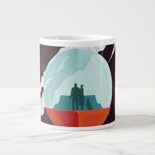 Retro Space Poster-Cassini missie naar Saturnus Grote Koffiekop (Voorkant)